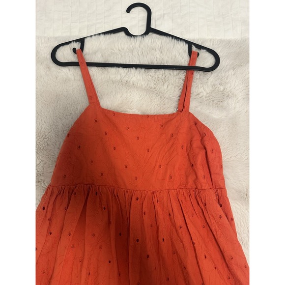 Madewell Eyelet Summertime Cami‎ Midi Dress Size M Orange - Picture 5 of 14
